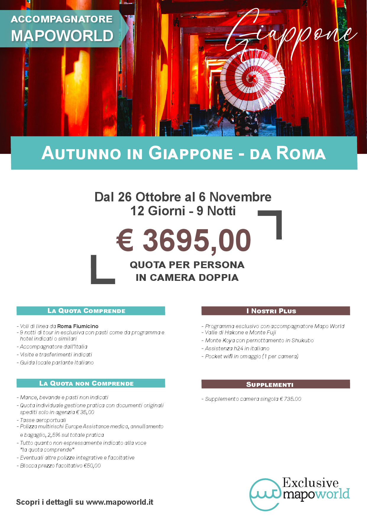 Autunno in Giappone con accompagnatore Mapoworld - da Roma