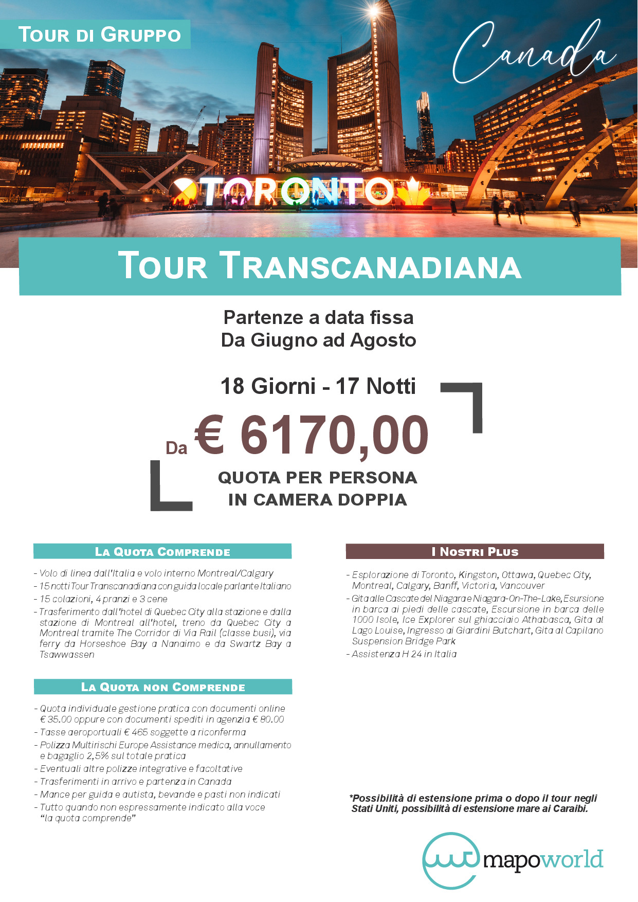 Canada Tour di Gruppo - Tour Transcanadiana